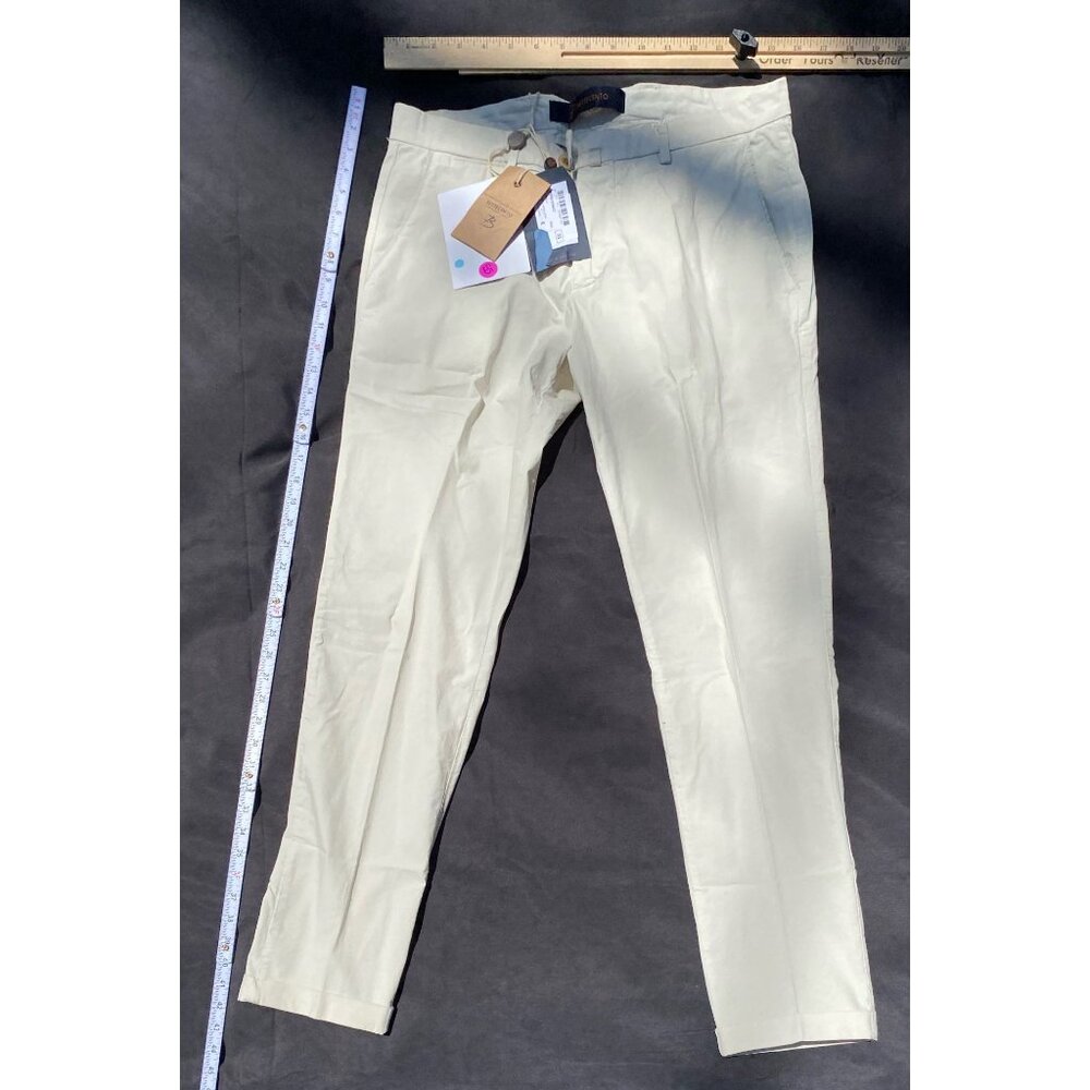B Settecento Beige Men's Pants Size 32 NWT Cotton Blend Straight Fit Button & Zi